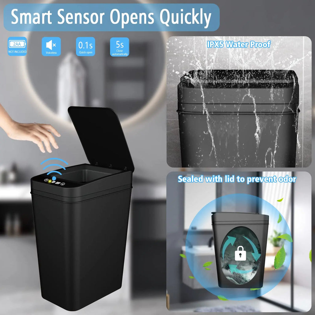 Touchless Slim Bathroom Trash Can