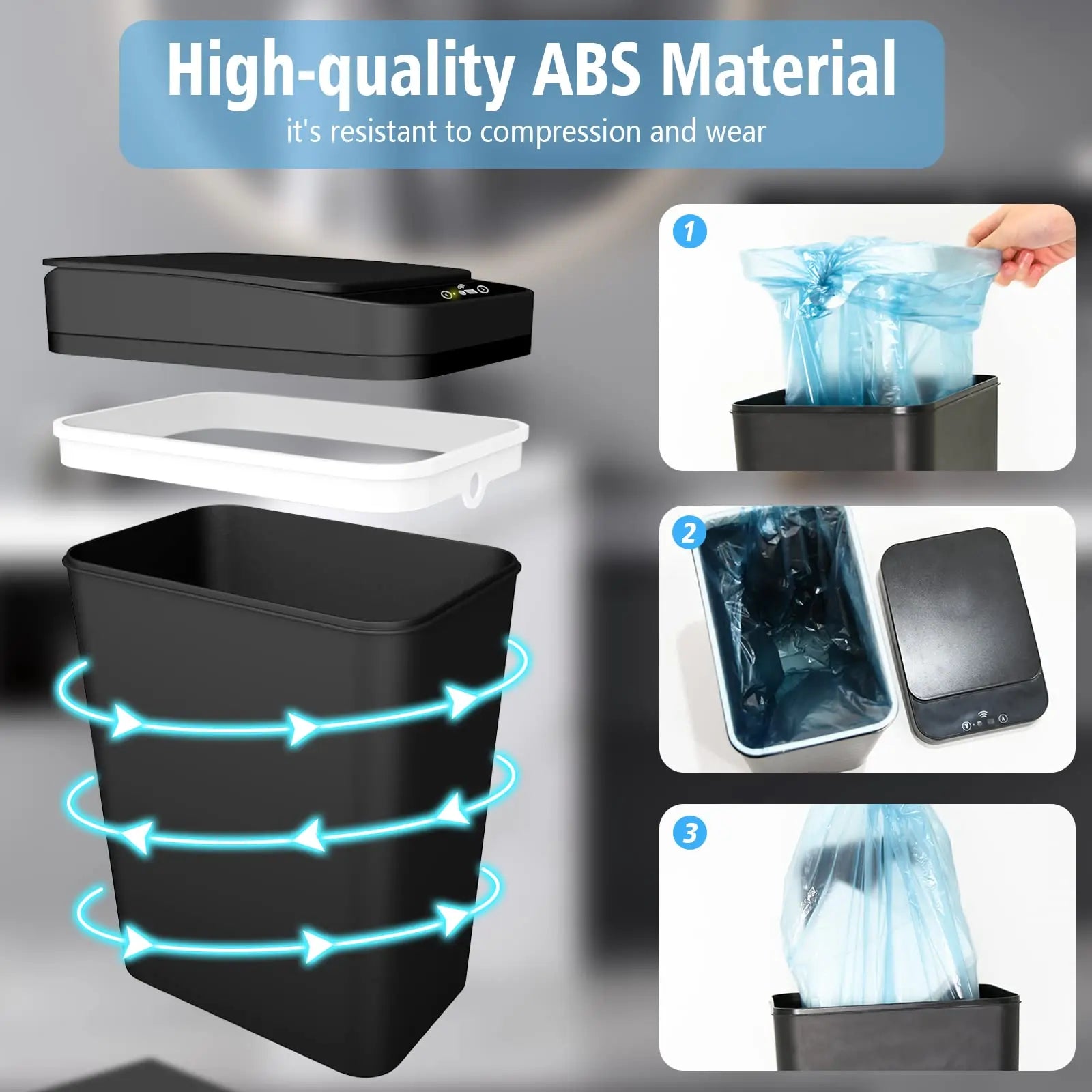 Touchless Slim Bathroom Trash Can
