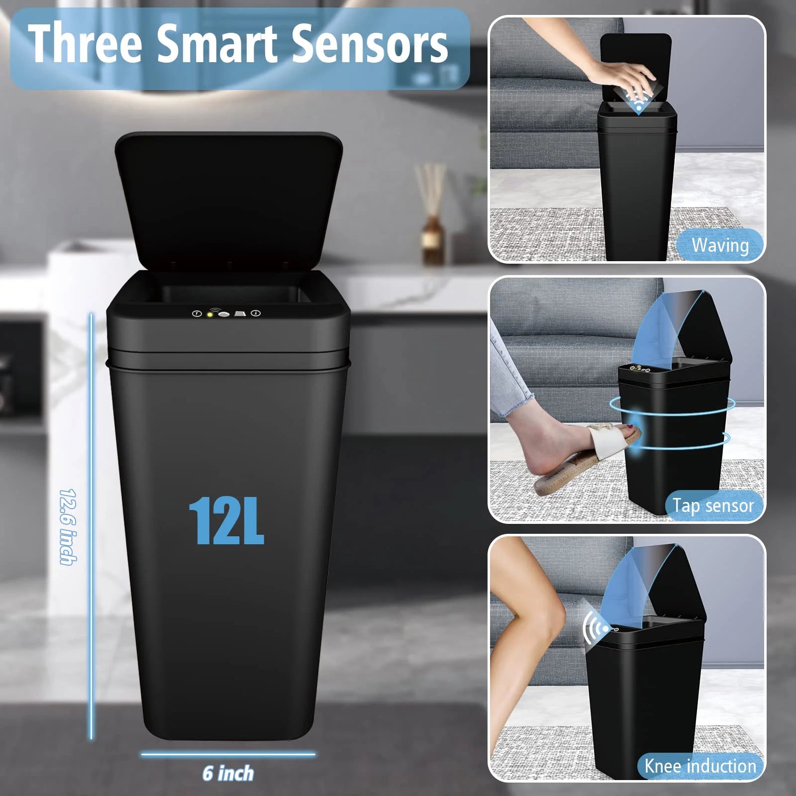 Touchless Slim Bathroom Trash Can