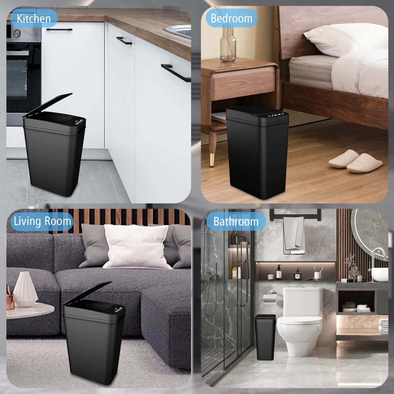 Touchless Slim Bathroom Trash Can